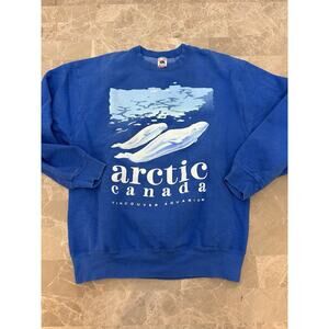 Vintage 90s Canadian Arctic Vancouver Aquarium Wildlife Long Sleeve Sweatshirt L